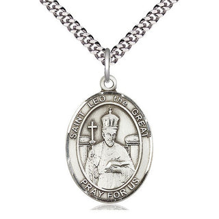 Pewter Saint Leo the Great Medal Catholic Jewelry Engraved Catholic Saint Jewelry