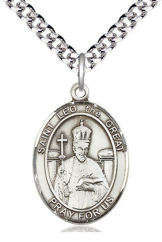 Sterling Silver Saint Leo the Great Medal Catholic Jewelry Engraved Catholic Saint Jewelry