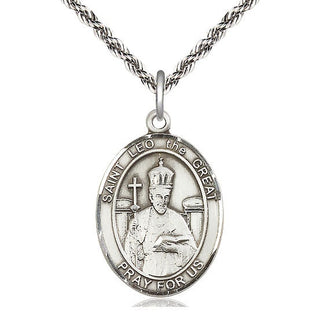 Sterling Silver Saint Leo the Great Medal Catholic Jewelry Engraved Catholic Saint Jewelry
