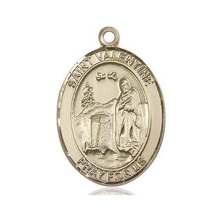14kt Gold Saint Valentine of Rome Medal Engraved Catholic Saint Jewelry