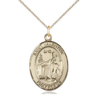 14kt Gold Saint Valentine of Rome Medal Engraved Catholic Saint Jewelry