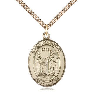 14kt Gold Saint Valentine of Rome Medal Engraved Catholic Saint Jewelry