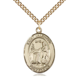 14kt Gold Saint Valentine of Rome Medal Engraved Catholic Saint Jewelry