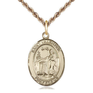 14kt Gold Saint Valentine of Rome Medal Engraved Catholic Saint Jewelry