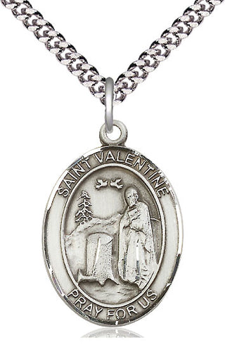 Pewter Saint Valentine of Rome Medal Catholic Jewelry Engraved Catholic Saint Jewelry
