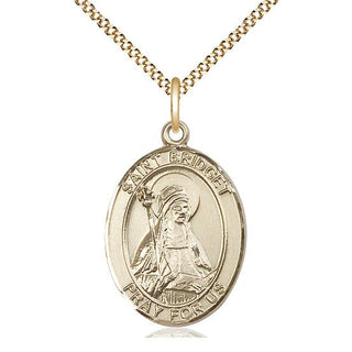 14kt Gold Filled Saint Bridget of Sweden Medal Catholic Jewelry Engraved Catholic Saint Jewelry