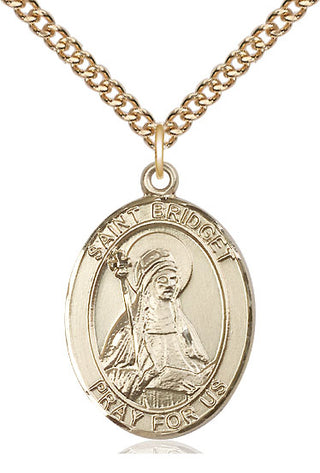 14kt Gold Filled Saint Bridget of Sweden Medal Catholic Jewelry Engraved Catholic Saint Jewelry