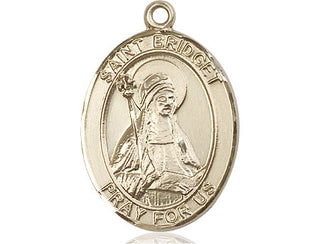 14kt Gold Saint Bridget of Sweden Medal Engraved Catholic Saint Jewelry
