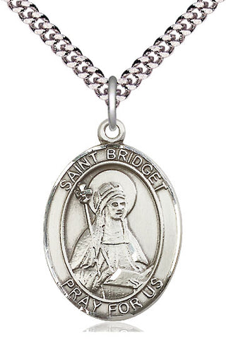 Pewter Saint Bridget of Sweden Medal Catholic Jewelry Engraved Catholic Saint Jewelry