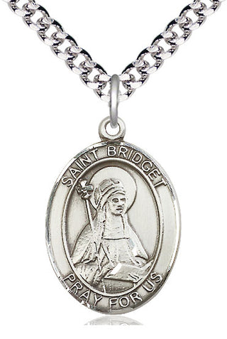 Pewter Saint Bridget of Sweden Medal Catholic Jewelry Engraved Catholic Saint Jewelry