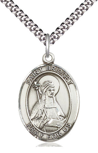 Pewter Saint Bridget of Sweden Medal Catholic Jewelry Engraved Catholic Saint Jewelry