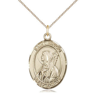 14kt Gold Filled Saint Brigid of Ireland Medal Catholic Jewelry Engraved Catholic Saint Jewelry