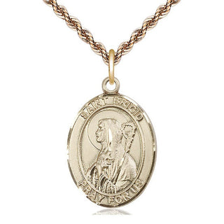 14kt Gold Filled Saint Brigid of Ireland Medal Catholic Jewelry Engraved Catholic Saint Jewelry