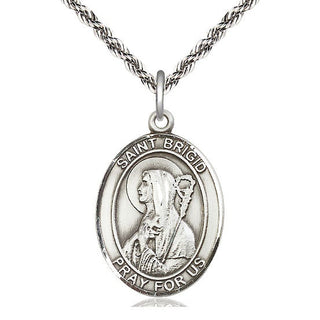 Sterling Silver Saint Brigid of Ireland Medal Catholic Jewelry Engraved Catholic Saint Jewelry