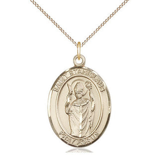 14kt Gold Filled Saint Stanislaus Medal Catholic Jewelry Engraved Catholic Saint Jewelry