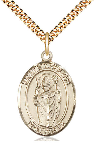 14kt Gold Filled Saint Stanislaus Medal Catholic Jewelry Engraved Catholic Saint Jewelry