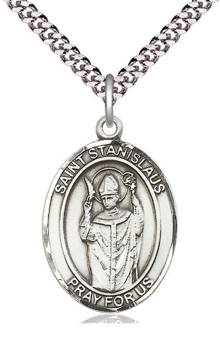 Pewter Saint Stanislaus Medal Catholic Jewelry Engraved Catholic Saint Jewelry