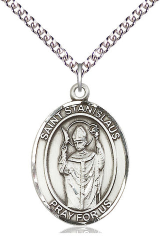 Sterling Silver Saint Stanislaus Medal Catholic Jewelry Engraved Catholic Saint Jewelry