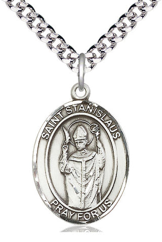 Sterling Silver Saint Stanislaus Medal Catholic Jewelry Engraved Catholic Saint Jewelry