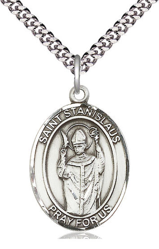 Sterling Silver Saint Stanislaus Medal Catholic Jewelry Engraved Catholic Saint Jewelry