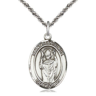 Sterling Silver Saint Stanislaus Medal Catholic Jewelry Engraved Catholic Saint Jewelry