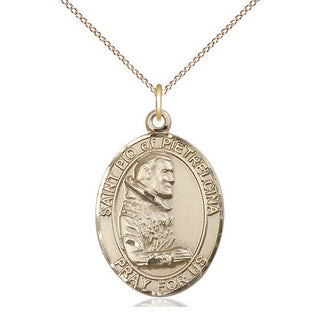 14kt Gold Saint Pio of Pietrelcina Medal Engraved Catholic Saint Jewelry