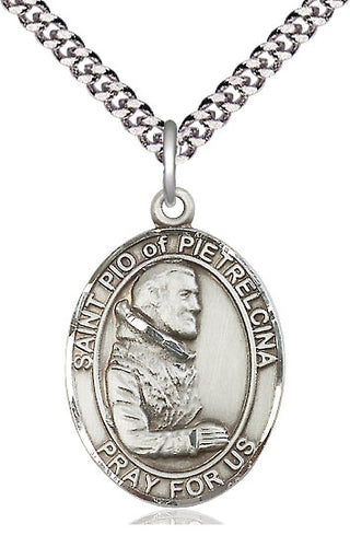 Pewter Saint Pio of Pietrelcina Medal Catholic Jewelry Engraved Catholic Saint Jewelry