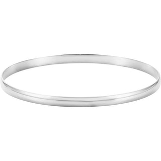14K White Engravable 4 mm Half Round Bangle 7 1/2" Bracelet