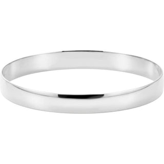14K White Engravable 6 mm Half Round Bangle 7 1/2" Bracelet
