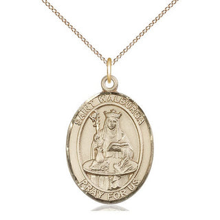 14kt Gold Saint Walburga Medal Engraved Catholic Saint Jewelry