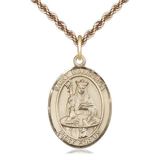 14kt Gold Saint Walburga Medal Engraved Catholic Saint Jewelry