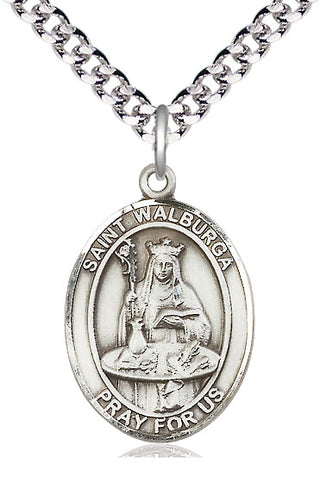 Pewter Saint Walburga Medal Catholic Jewelry Engraved Catholic Saint Jewelry