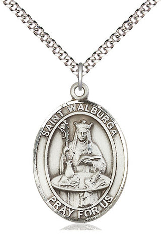 Pewter Saint Walburga Medal Catholic Jewelry Engraved Catholic Saint Jewelry