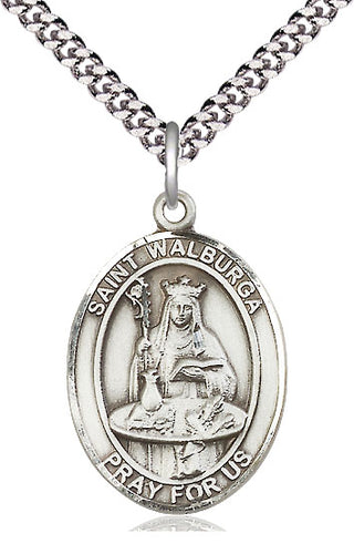 Pewter Saint Walburga Medal Catholic Jewelry Engraved Catholic Saint Jewelry