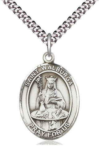 Sterling Silver Saint Walburga Medal Catholic Jewelry Engraved Catholic Saint Jewelry