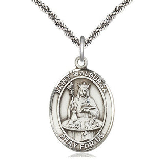 Sterling Silver Saint Walburga Medal Catholic Jewelry Engraved Catholic Saint Jewelry