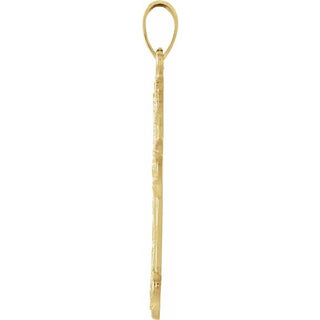 14K Yellow 23.5x17 mm Floral-Inspired Cross Pendant