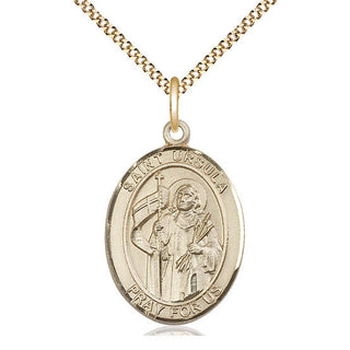 14kt Gold Filled Saint Ursula Medal Catholic Jewelry Engraved Catholic Saint Jewelry