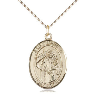 14kt Gold Filled Saint Ursula Medal Catholic Jewelry Engraved Catholic Saint Jewelry