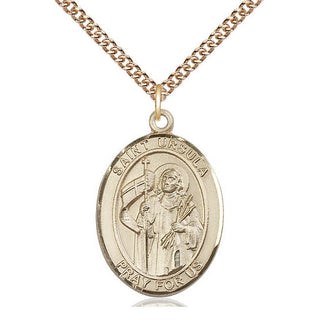 14kt Gold Filled Saint Ursula Medal Catholic Jewelry Engraved Catholic Saint Jewelry