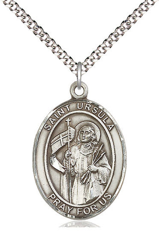 Pewter Saint Ursula Medal Catholic Jewelry Engraved Catholic Saint Jewelry