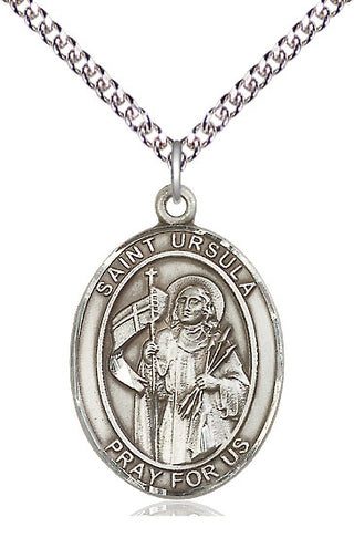 Sterling Silver Saint Ursula Medal Catholic Jewelry Engraved Catholic Saint Jewelry