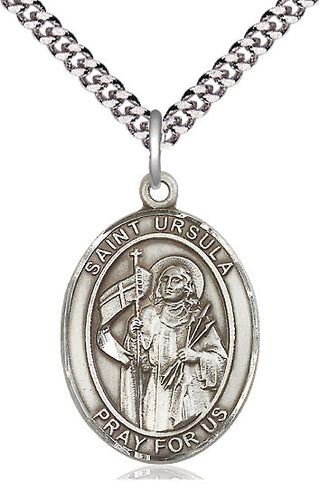 Sterling Silver Saint Ursula Medal Catholic Jewelry Engraved Catholic Saint Jewelry