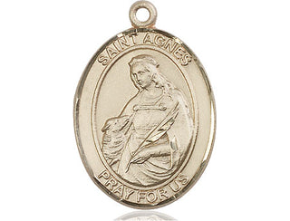 14kt Gold Filled Saint Agnes of Rome Medal Engraved Catholic Saint Jewelry