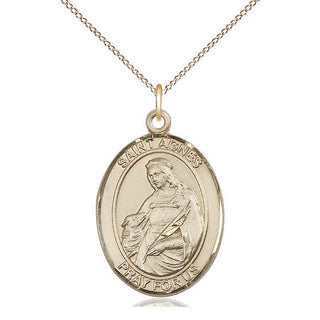 14kt Gold Filled Saint Agnes of Rome Medal Catholic Jewelry Engraved Catholic Saint Jewelry