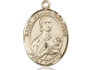 14kt Gold Filled Saint Gemma Galgani Medal Engraved Catholic Saint Jewelry