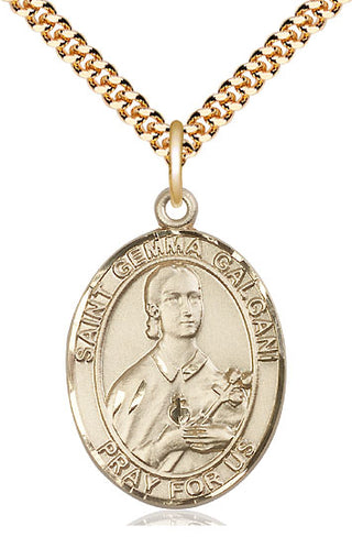 14kt Gold Filled Saint Gemma Galgani Medal Catholic Jewelry Engraved Catholic Saint Jewelry