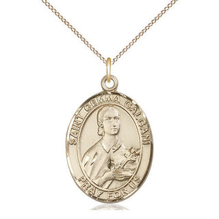 14kt Gold Saint Gemma Galgani Medal Engraved Catholic Saint Jewelry