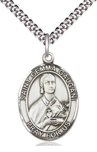 Pewter Saint Gemma Galgani Medal Catholic Jewelry Engraved Catholic Saint Jewelry