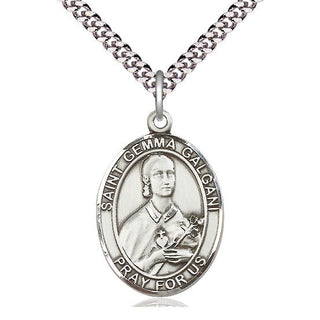 Sterling Silver Saint Gemma Galgani Medal Catholic Jewelry Engraved Catholic Saint Jewelry